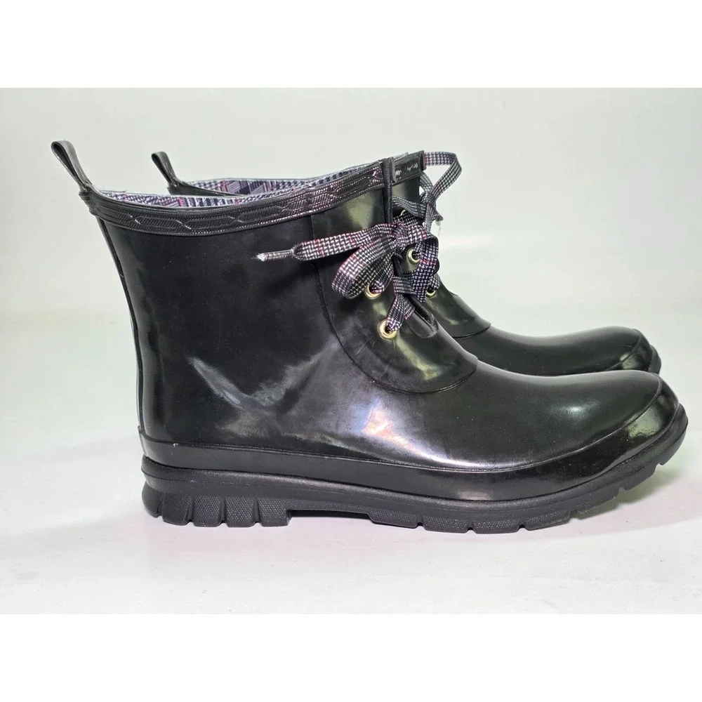 Charter Club Traynor Women's Rain Boots‎ Size 8 M Black Ankle Pull On Shoes
